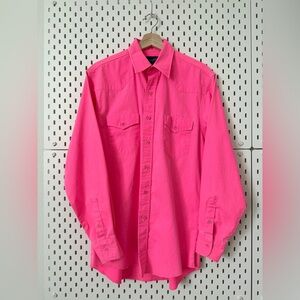 Vintage Wrangler Brushpopper Neon Pink Button Down Shirt